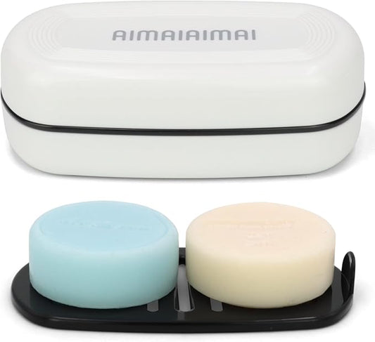 Shampoo Bar Holder Travel Case, Large Soap Holder for 5 oz/10 oz Oversized Bars, Durable & Versatile Storage Soap Container with Drainage Layer (1 Pack, White Style A-Large)