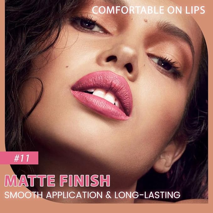 evpct 1Pcs Rose Matte Long Lasting Lip Liner Pencils Makeup for Shaping & Sculpting Lips, No Transfer Long Wear Waterproof Pigmented Lip Liner lipliners Crayon Lipstick Pencil Sharpener 11