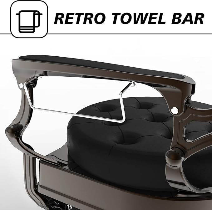 OmySalon Vintage Barber Chair All Purpose Heavy Duty, Hydraulic Recline Salon Beauty Styling Chair Retro, 360 Degree Swivel for Hair Stylist Tattoo Barbershop