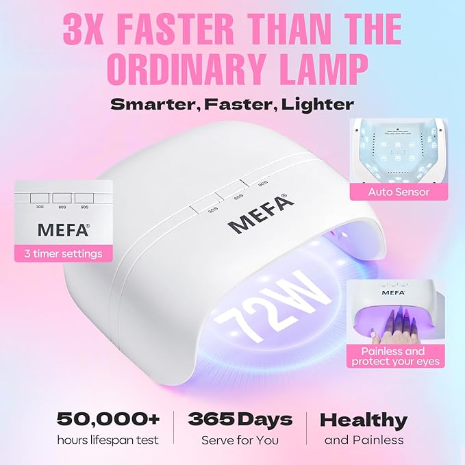 MEFA 60 Pcs Gel Nail Polish Kit with U V Light, 32 Colors Classic Popular Nail Kit Soak Off Nail Polish Gel Set with Base Matte/Glossy Top Coat Nail Art Decorations Manicure Tools DIY Gifts