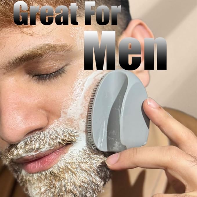 REVEX Face Scrubber,2Pcs Silicone Face Scrubber for Women Men,Face Exfoliator Scrubber, Manual Facial Cleansing Brush,Exfoliating Face Wash Brush for Sensitive Skin.(White+Gray)