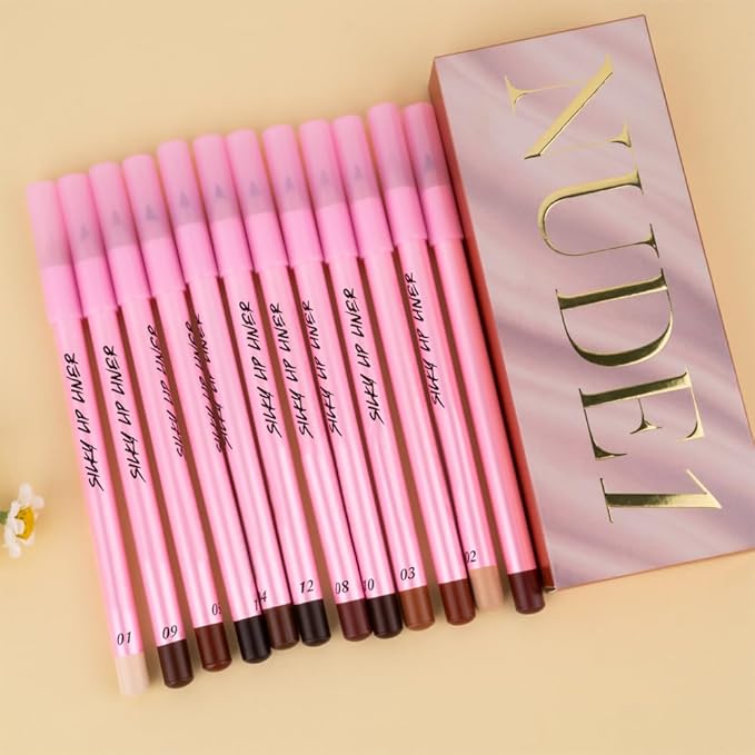12Pcs Lip Liner Pencil Set - Matte Lip Combo for Women, Waterproof & Smudgeproof, Precise Lip Shaping & Sculpting, Includes Sharpener, Assorted Colors Set B