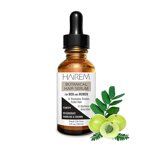 HAiREM™ Botanical Hair Serum, Promotes Hair Growth, Thicker & Fuller Hair, Darkens Grey Hair, For Men & Women - 2oz (1 Bottle)