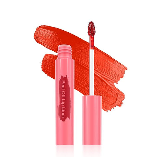 Lip Liner - Lip Stain Peel Off Moisturizing Long-Lasting & Waterproof Transfer Proof & Plumping, Non-Stick Cup Lip Liner Stain Tint For All Skin Types (Coral Red, 1 PCS)