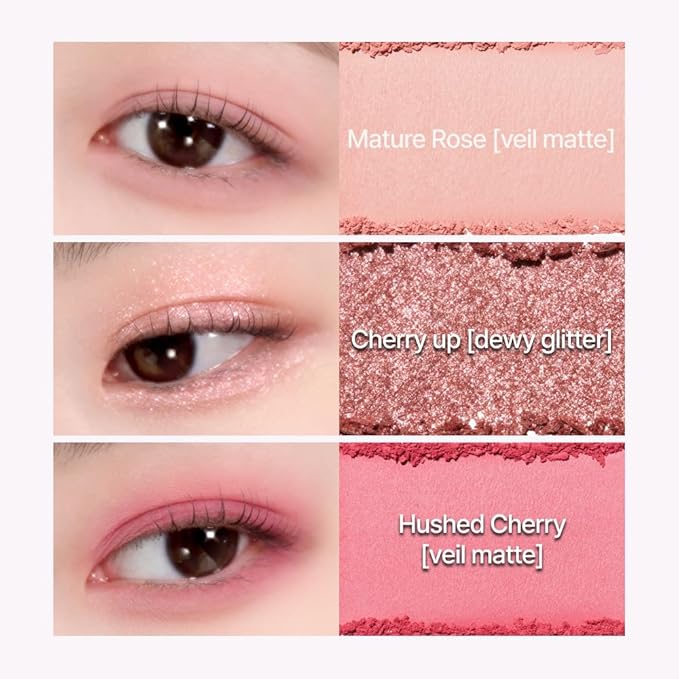 Espoir Real Eye Palette All New #5 Hushed Cherry 0.17 oz | Multi-Use Long-Lasting Blendable 8 Colors Natural Glitter Soft veil matte Makeup Eyeshadow Palette for Various Makeup Looks | Korean Makeup