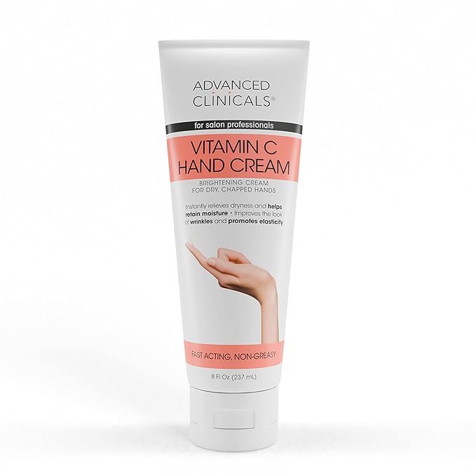 Advanced Clinicals Vitamin C Body & Hand Lotion Moisturizing Skin Care Cream For Hands & Body – Intense Soothing & Hydrating Vitamin C Hand Cream Moisturizer For Dry Cracked Hands, Large 8 Fl Oz