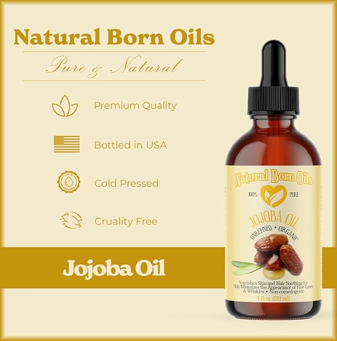 Natural Born Oils Jojoba Oil, 1 Gallon, Organic, Cold-Pressed, Vitamin-Rich, Deep Skin Hydration, Hair Revitalization