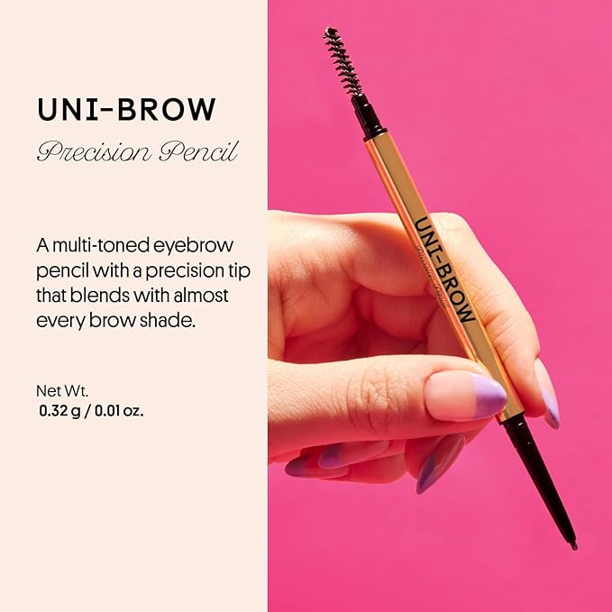 Winky Lux Uni-Brow Precision Eyebrow Pencil, Dual-Ended with Spoolie, Waterproof Longwear Brow Pencil with Micro Tip, Universal Shade for Natural Brows (Brown, Blonde, Taupe)