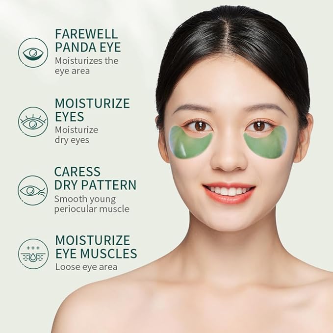 Under Eye Patches, 60PCS Green Tea Eye Patches for Puffy Eyes & Dark Circles Treatments, Reduce Under Eye Bags and Smooth Wrinkles, Collagen Under Eye Pads Mask for Moisturizing (Green)