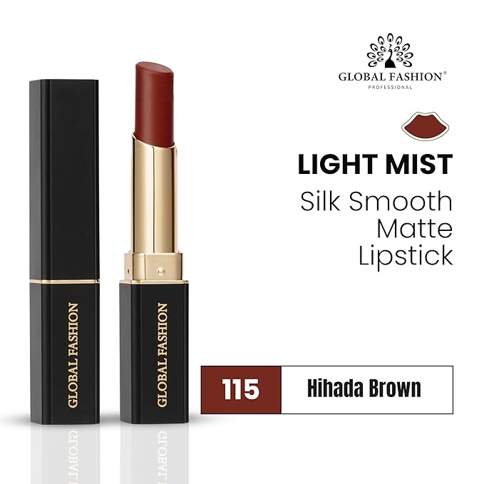 Global Fashion Silk Smooth Matte Lipstick – Long-Lasting, Luxurious Color, Rich Hydration, Lightweight Formula, Lightweight Matte Lip Color for Women, Available in Multiple Shades (115, 0.12 oz)