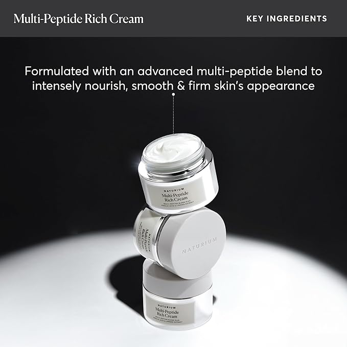 Naturium Multi-Peptide Rich Cream, Hydrating & Nourishing to Help Appearance of Fine Lines & Wrinkles, Vegan & Cruelty-Free, 1.7 oz