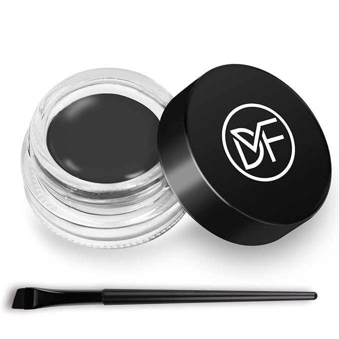 Eyeliner Gel Set,Long Lasting Waterproof High-Intensity Pigments Smudge-Proof Eye liner Makeup With 5.51 IN Long Eyeliner Brush Water-Resistant Creamy Gel 5G-Dark Grey