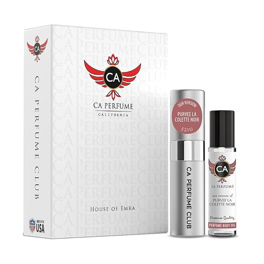 CA Perfume Duo Impression of Purvee La Colette Noir For Women And Men Perfume Layering Set Long Lasting Travel Size EDP + Body Oil Roll-On Bottle 0.27 Fl Oz+0.33 Fl Oz