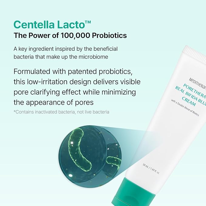 Porethera Real Bifida Blur Cream - Korean Face Moisturizer - Pore Minimizer Face Tone-Up Cream for Blurring Face - Pore Regenerating - Facial Moisturizer for Oily and Acne-Prone Skin, 1.69 fl.oz