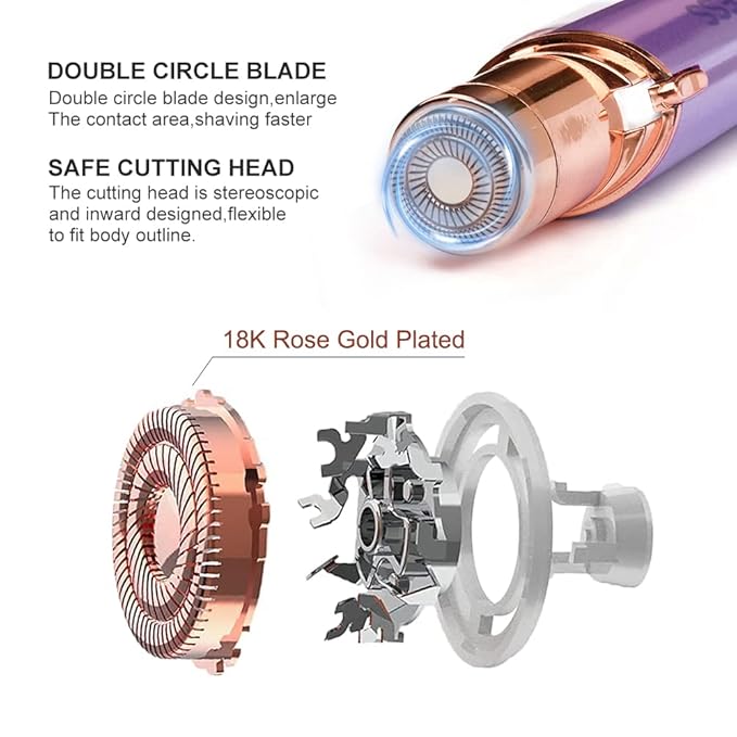 tuokiy Generation 2 Replacement Head for Flawelss Facial Hair Remover, Double Halo Gen 2 Replacement Blades,18K Rose Gold Plated Blades,8 Count
