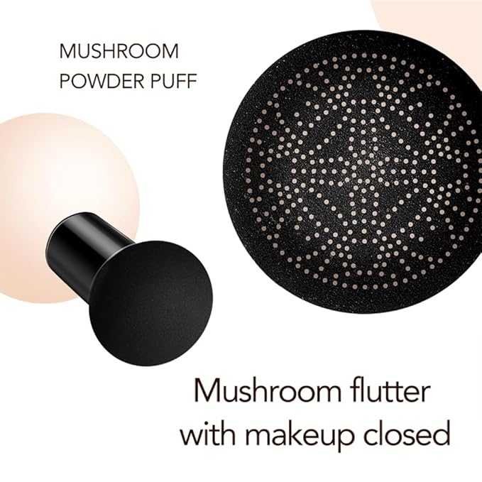 Mushroom Head Air Cushion CC Cream Foundation, Moisturizing Concealer BB Cream Nude Long Lasting Matte CC Cream Makeup Liquid Foundation (2pcs Brunet Brown)