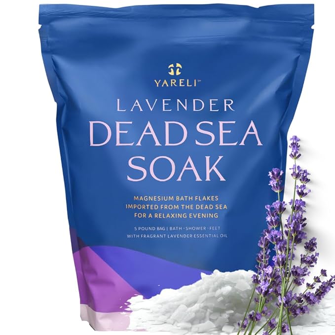 Magnesium Flakes, 5lb Lavender, Dead Sea Bath and Foot Soak, Alternative to Epsom Salt with Over 250,000mg of Magnesium Chloride Per Bag