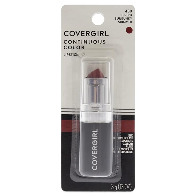 CoverGirl Continuous Color Lipstick - 430 Bistro Burgundy Lipstick Women 0.13 oz
