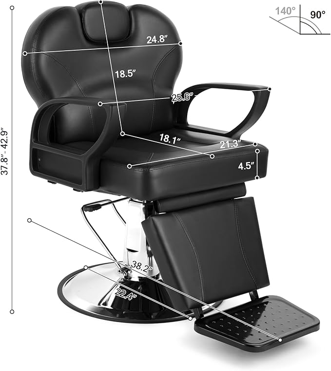 Artist hand Reclining Salon Chairs for Hair Stylist, Heavy Duty Barber Chairs for Barbershop, Hydraulic Salon Shampoo Chair with Headrest and Footrest, 360 Degree Swivel, Spa Beauty Equipment