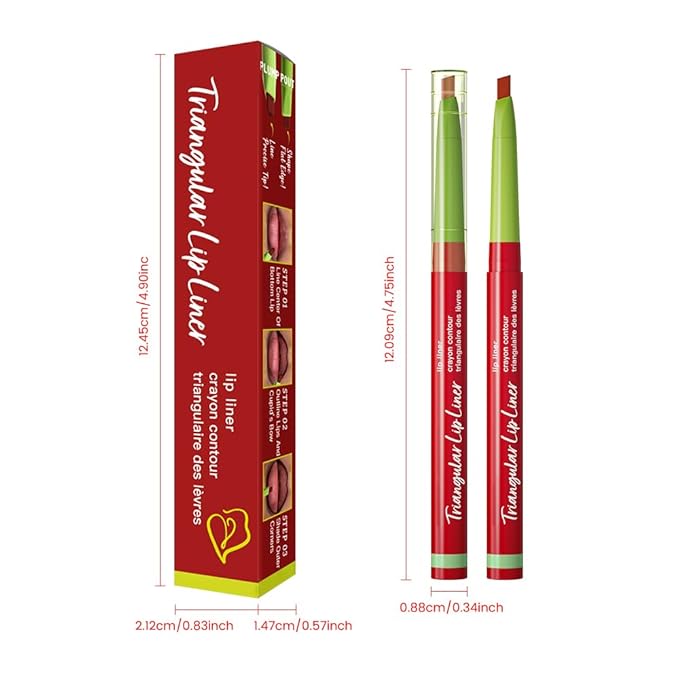 evpct Ruby Red Triangle Lip Liner Pencil Stick for Women, Retractable Lips Liner Pen Triangle Tip for Sculpting & Filling & Plumping, Longwear Lipliners Pencil, Vegan Cruelty Free Lip Filler Plumper