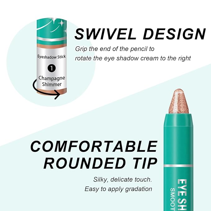 8Pcs Eyeshadow Stick Eye Brightener Stick Eyeliner Pencil Cream Shimmer Glitter Smooth Women Girls Eye Shadow Sticks Hypoallergenic Highlighter Natural Waterproof Long Lasting (SET A 8PCS)