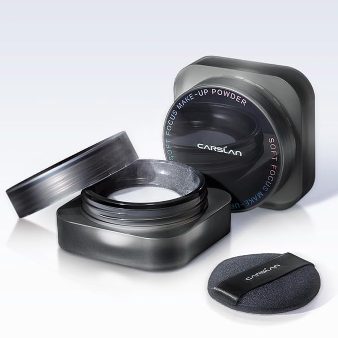 CARSLAN Soft Focus Loose Setting Powder, Waterproof, Matte, Oil Control, Shine Free, Talc-Free Face Powder Makeup, 24H Longwear Finishing Powder, 01 Translucent For Dry （0.63Oz）