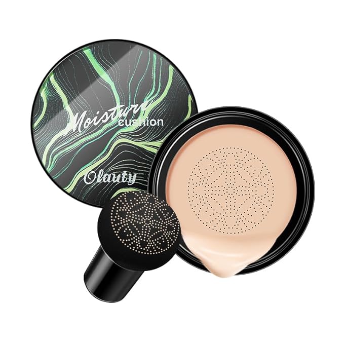 Mushroom Head Air Cushion CC Cream Foundation, Moisturizing Concealer BB Cream Nude Long Lasting Matte CC Cream Makeup Liquid Foundation (Brown color)