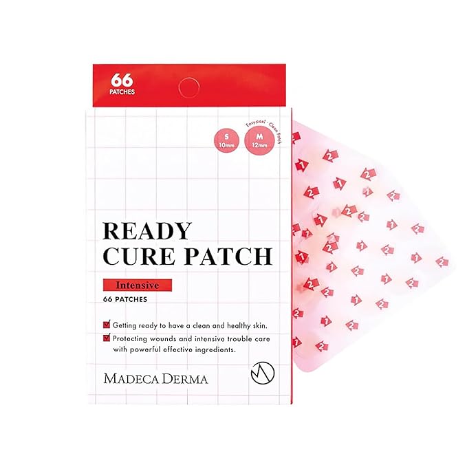 MADECA DERMA Ready Cure Patch Intensive – Powerful Hydrocolloid Patches for Rapid Acne Healing & Skin Renewal, Multi-Size for Targeted Blemish Treatment, Long-Lasting Protection (66 Patches / 10,12mm)