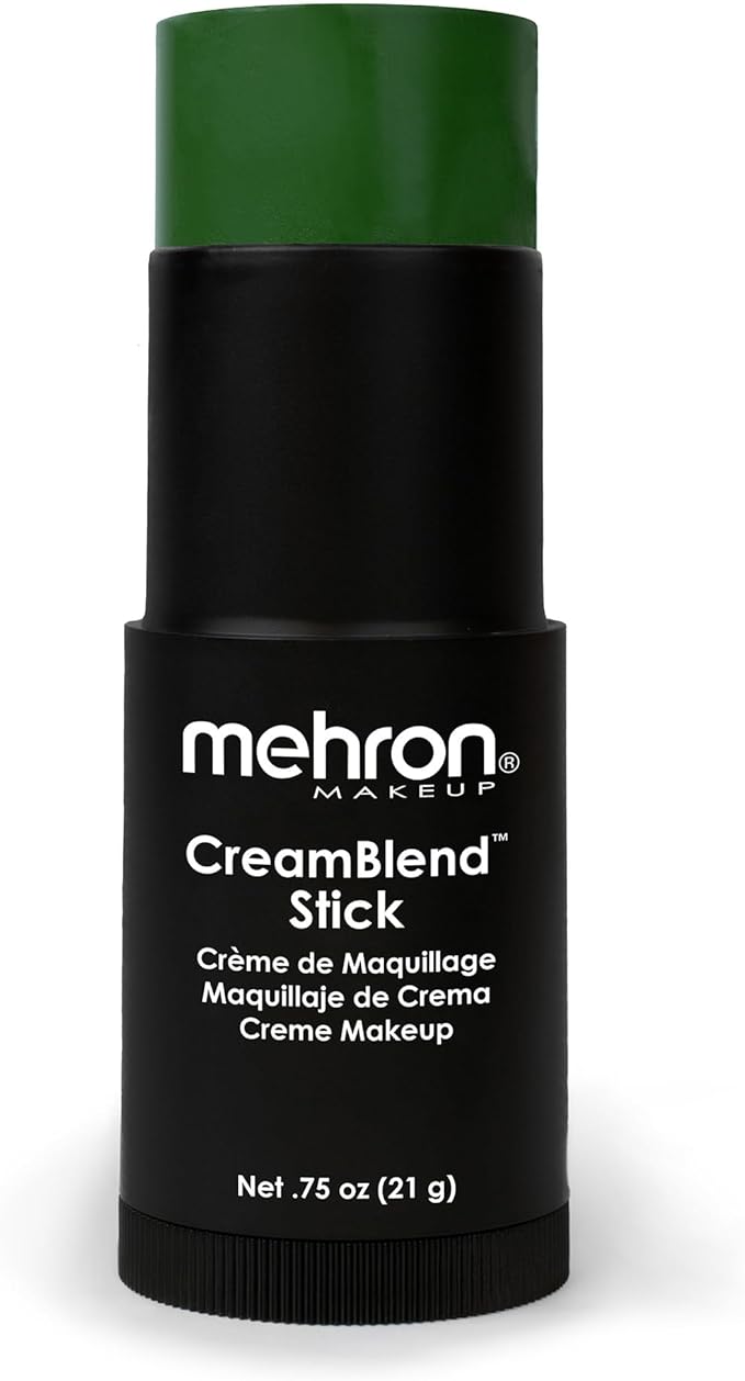 Mehron Makeup CreamBlend Stick | Face Paint, Body Paint, & Foundation Cream Makeup | Perfect for Halloween .75 oz (21 g) (Green)