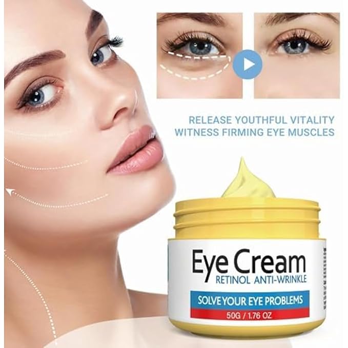 Retinol Eye Cream for Improving Dark Circles and Puffiness Under Eye Bags Under Eye Cream Reduce Aging Line Smoothing Wrinkles and Fine Lines Moisturizing Eye Cream Unisex 1.76OZ/50G