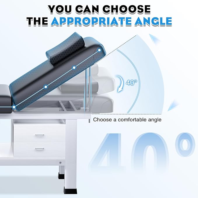 Massage Table with Towel Rack and Storage, 1500lbs Weight Capacity Iron Base Massage Bed Adjustable Backrest for Professional & Home Use, Spa Treatment Table for Relaxation and Therapy, Black