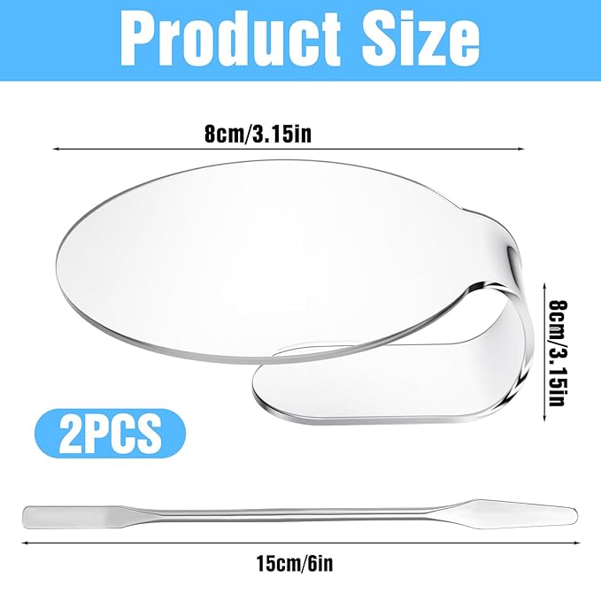 2 Pieces Makeup Mixing Palette with 1Pcs Mixing Stick, Clear Acrylic Makeup Palette Tray, Eyeshadow Hand Cosmetic Foundation Dish Handheld Make Up Plate for Blending