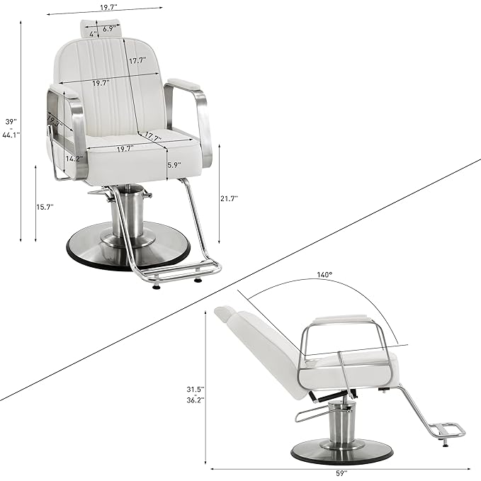 BarberPub Salon Chair for Hair Stylist, All Purpose Hydraulic Barber Styling Chair, Beauty Spa Equipment 8548 (White)