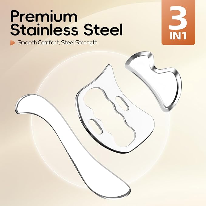 3 in 1 Stainless Steel Muscle Scraper Tools Set, Gua Sha Scraping Massage Tools for Physical Therapy, IASTM Tools Soft Tissue Massage Tool, Guasha Tool for Body
