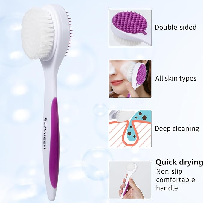 Silicone Face Scrubber Double Side, Beomeen Handheld Facial Cleansing Brush 2 in 1 Face Cleanser Brush for Deep Cleansing and Exfoliating, Blackhead Makeup Removal 2 Pcs