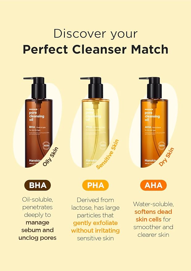 Hanskin PHA Pore Cleansing Oil Mini Set (1.01 oz x 3) – Travel Size Facial Oil Cleanser & Makeup Remover | Gentle Blackhead Care, TSA Friendly | Korean Skincare Stocking Stuffer & Gift for Women