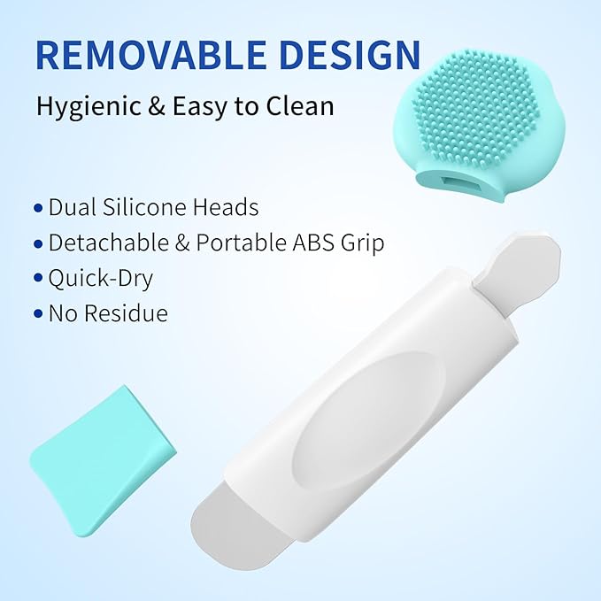 Silicone Face Scrubber, 3 in 1 Pore Brush Skin Scrubber Face Spatula with Face Mask Applicator Tool, Pore Cleaner, Blackhead Remover, Makeup Removal, Mud Mask, Body Lotion (Blue)