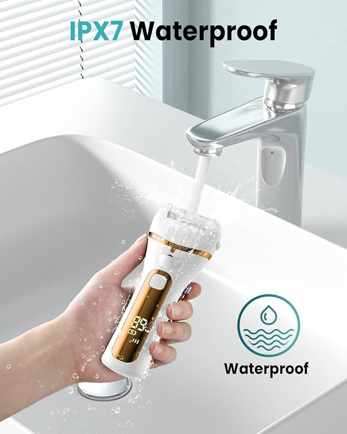 PUBOO Foot Callus Remover Electric 10000 RPM 3-Speed IPX7 Rechargeable Pedicure Kit for Hard Skin Women & Men. Portable Multi-Roller File Grinder Sander Scrubber with LED Display for Wet & Dry Feet