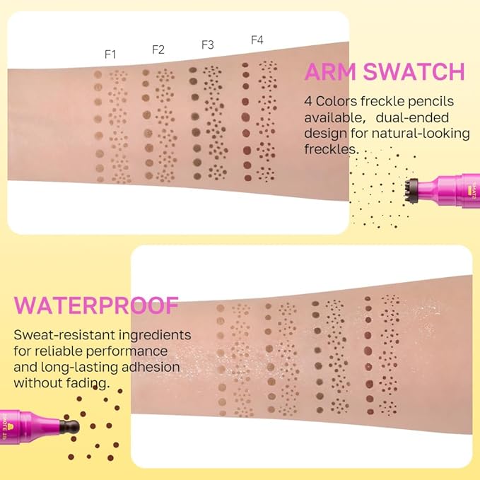 Dark Brown Freckle Stamp with Eyeliner Pen,Natural Lifelike Freckle Makeup Pen Magic Freckle Color,Waterproof Longlasting Fake Freckles Stain Marker Pencil Face Decoration for Sunkissed Makeup,Vegan