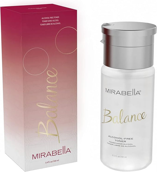 Mirabella Balance Toner for Face, Unscented Alcohol-Free Toner Offers Restorative Hydration & Cleansing for All Skin Types, Even Sensitive Skin, with Hyaluronic Acid, Glycerin, Aloe, & Witch Hazel