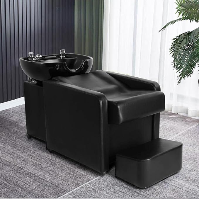 Artist hand 70" Shampoo Bowl Barber Backwash Chair Sink Chair with Foot Pedal, Headrest for Spa Beauty Salon