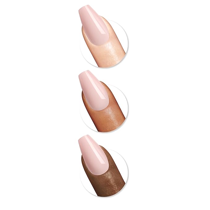 Sally Hansen Salon Effects Perfect Press-On Nails | Coffin Shape | Easy to Apply, Non-Damaging | 30 Nails, Nail Glue, Adhesive Tabs, File | Soul Pink
