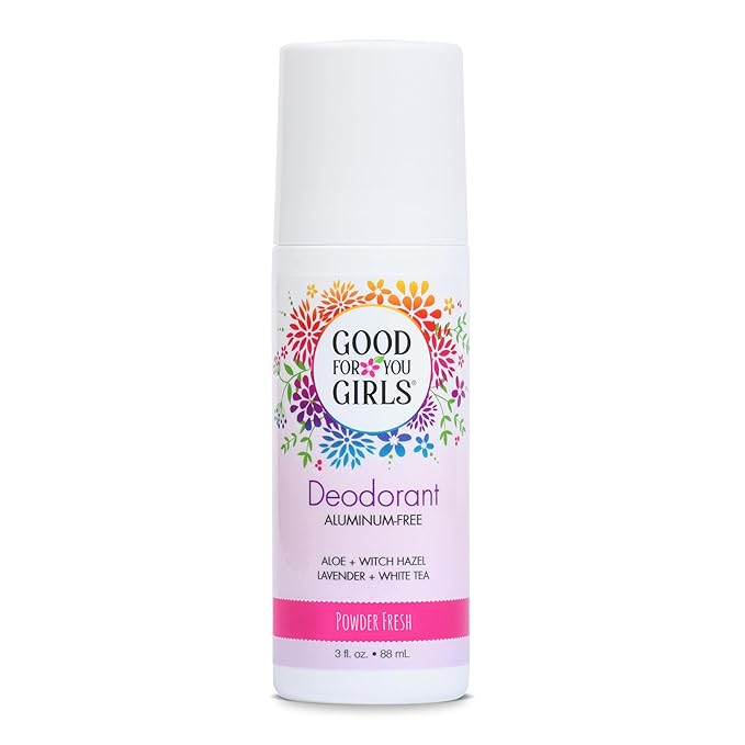 Good for You Girls Aluminum-Free, Natural Deodorant for Kids, Preteens, Teens, Safe & Effective Odor Protection, Clear Roll-On, Vegan, Natural Fragrance | Soft Powder, 3 oz (Pack of 1)