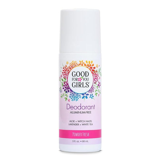 Good for You Girls Aluminum-Free, Natural Deodorant for Kids, Preteens, Teens, Safe & Effective Odor Protection, Clear Roll-On, Vegan, Natural Fragrance | Soft Powder, 3 oz (Pack of 1)