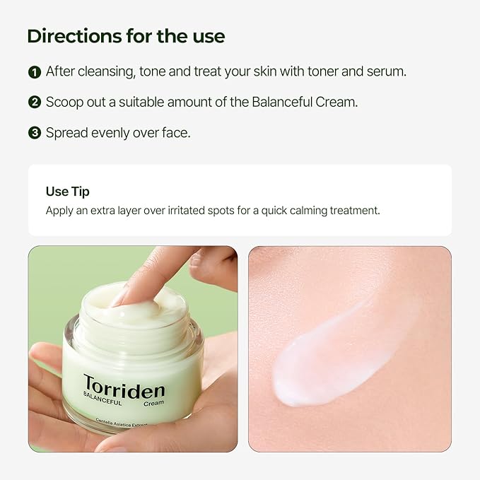 Torriden BALANCEFUL Cream 80ml (2.70 fl.oz.) | Soothing and Nourishing Moisturizer for Oily and Sensitive SKin | 5D CICA, Hydrolyzed Hyaluronic Acid, Panthenol