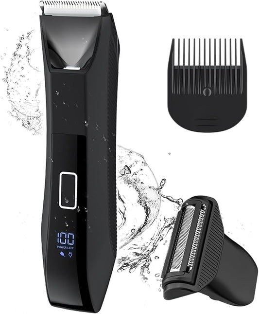 Manscape Ball Trimmer for Men, 2-in-1 Body Hair Groomer and Groin Hair Shaver -Dual-Head Trimmer for No-Nick Shaving, Smooth Grooming, Lightweight with Travel Lock, IPX7 Waterproof, LED Display