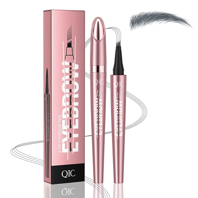Eyebrow Pen, Waterproof Microblading Eyebrow Pencil, Eye Brown Makeup Pen with a Micro-Fork Tip for Women to Effortlessly Create Hair Like Natural Brows Grey