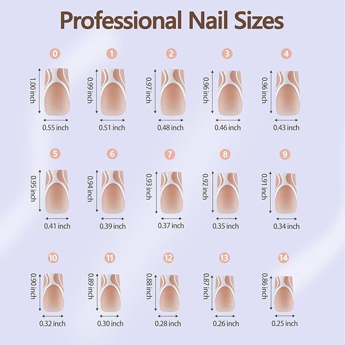 Misssix French Gel Nail Tips, 150Pcs French Tip Press on Nails Long Square Design, No Need to File Tips Pre-lasting, Fake Nails for Nail Art DIY 15 Sizes