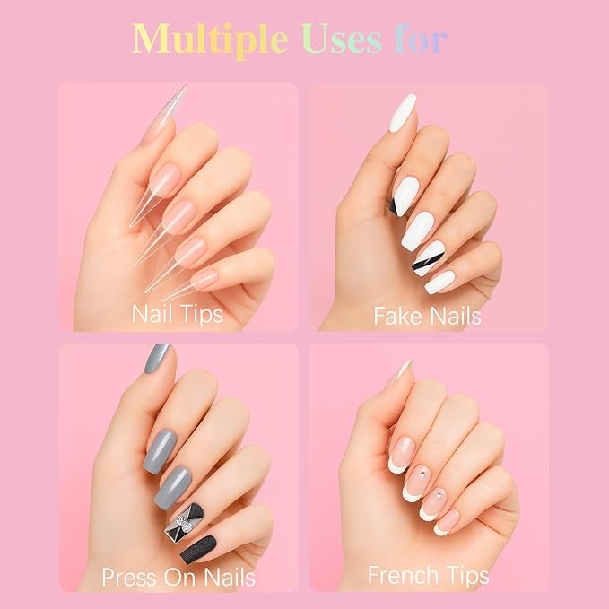 Super Strong Nail Glue for Press Ons, Brush On Press On Nail Glue for Acrylic Nail Tips, SSWSBYKE 10ml Quick Drying Long Lasting Bonding Adhesive, Mess-Free Application