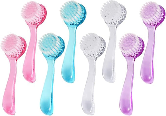 4 Colors Facial Cleansing Brush, Beomeen 8 Pack Face Scrubber Exfoliating Brush Face Wash Scrub Exfoliator for Skin Care, Makeup Removal (Blue, Pink, Purple, Clear)